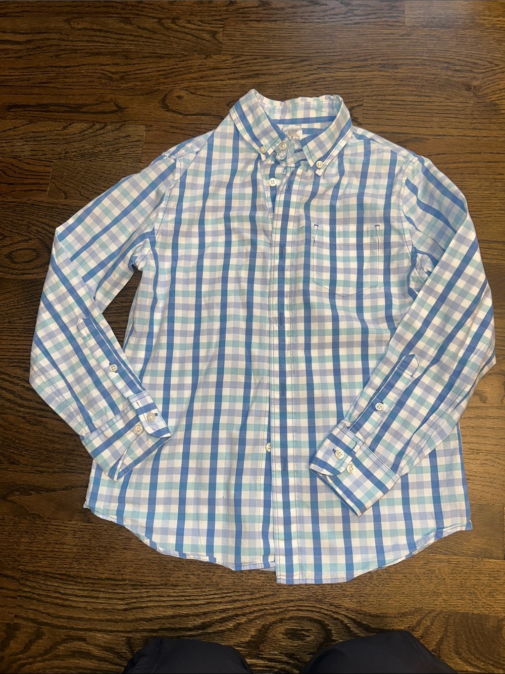 Crewcuts, boys, size 10 Blue & White Plaid Button-Down Shirt